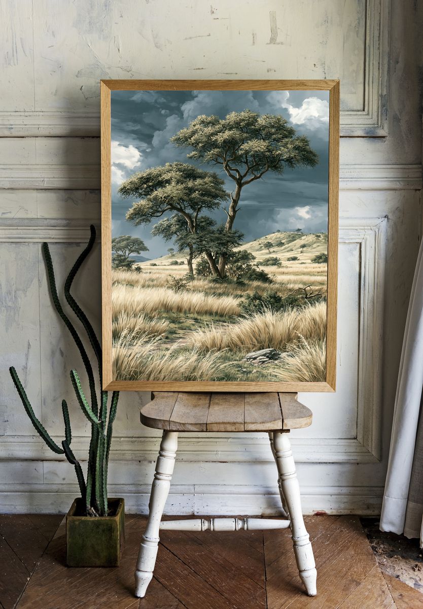 Savanna Acacia Landscape Print. room preview