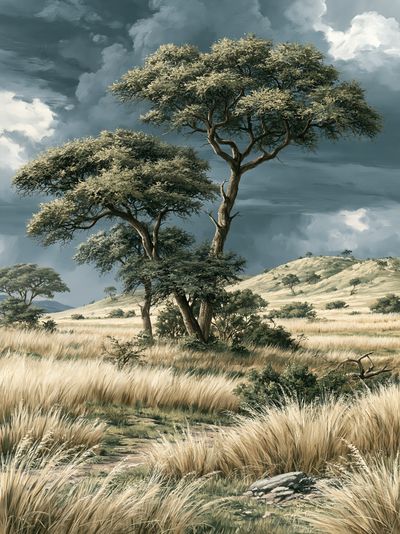 Savanna Acacia Landscape Print.