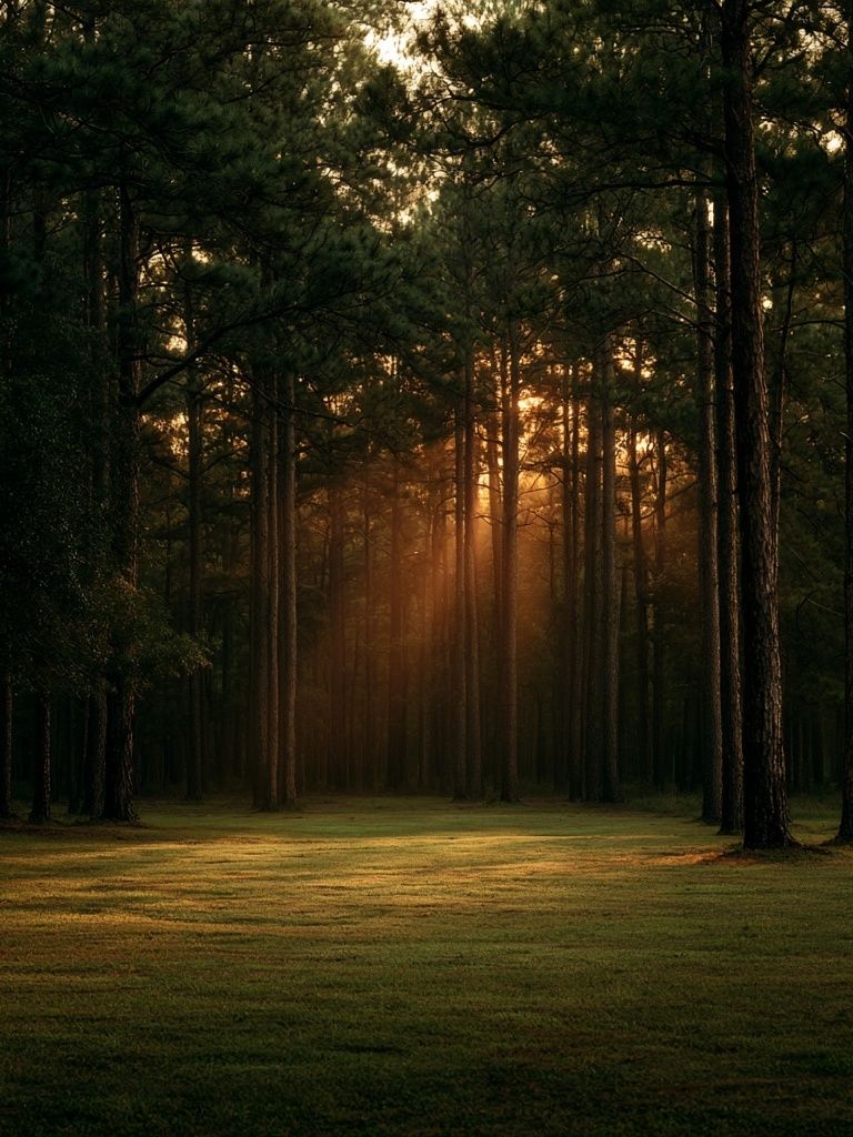 Sunlit Pine Forest Poster. poster — nature art