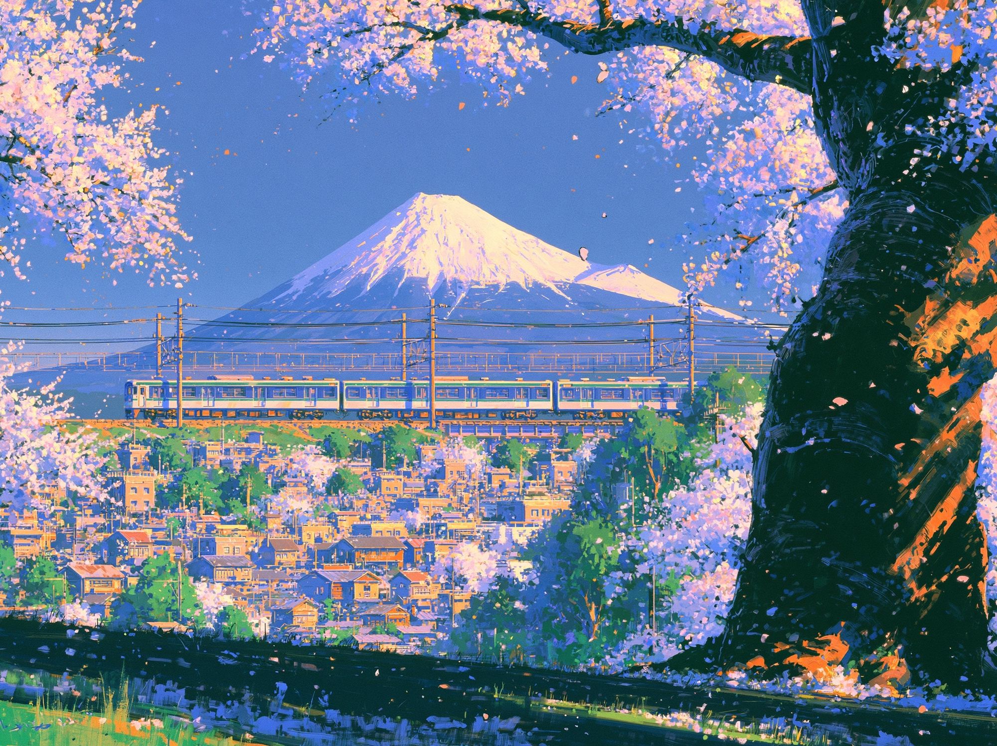 Mount Fuji Cherry Blossom Print. poster detail