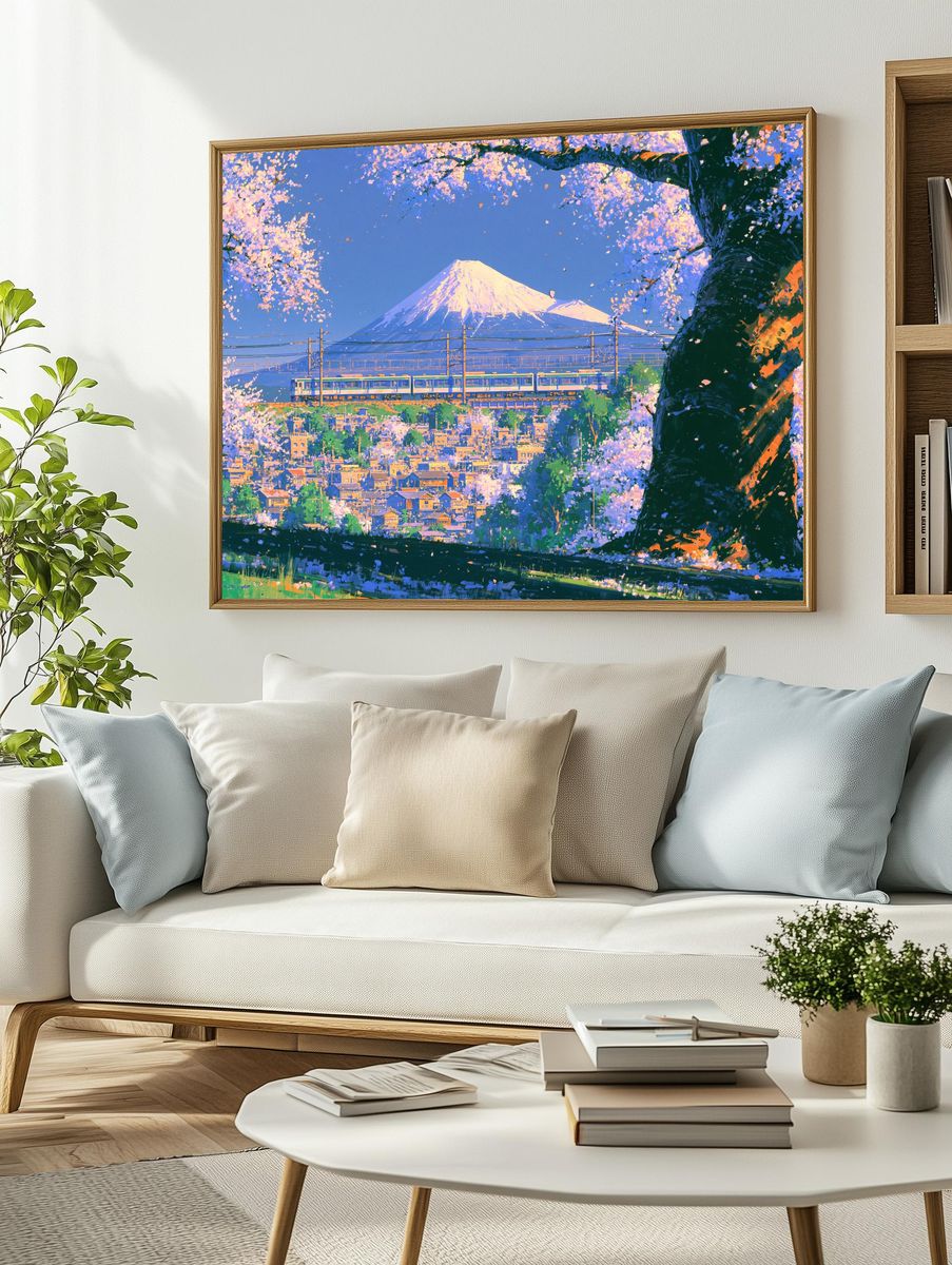 Mount Fuji Cherry Blossom Print. — room view 2