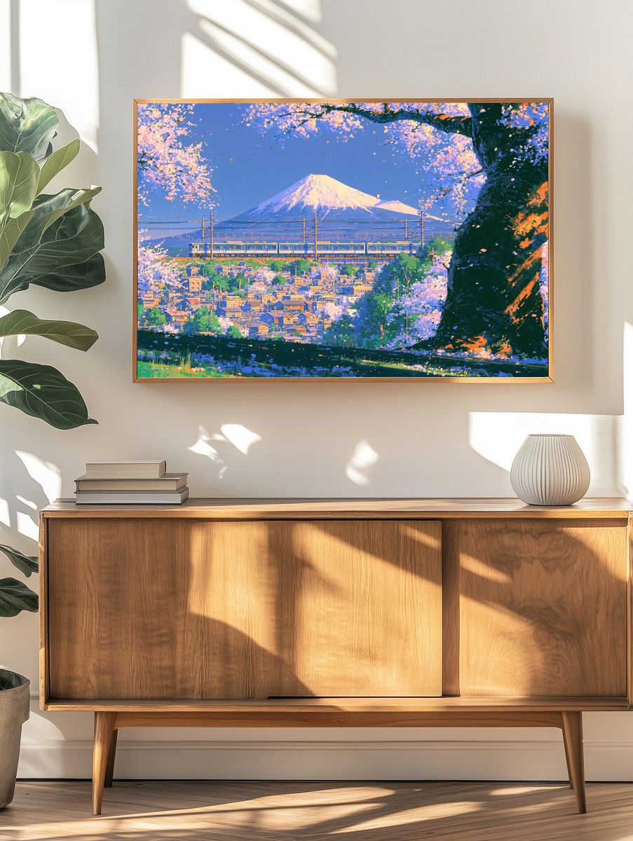 Mount Fuji Cherry Blossom Print. — room view 3