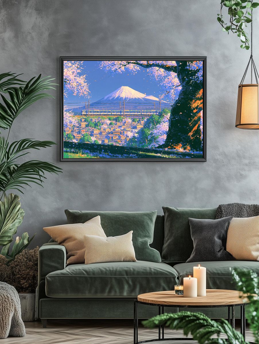 Mount Fuji Cherry Blossom Print. — room view 4