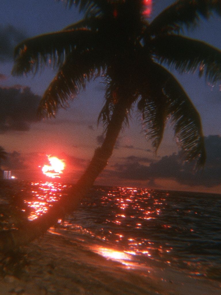 Neon Palm Sunset Poster. poster — nature art