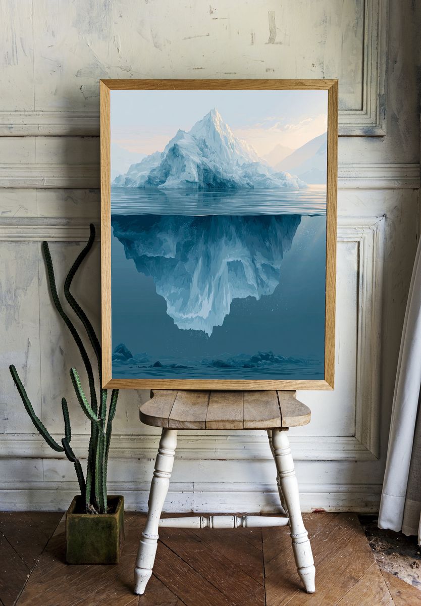 Iceberg Ocean Landscape Print. room preview