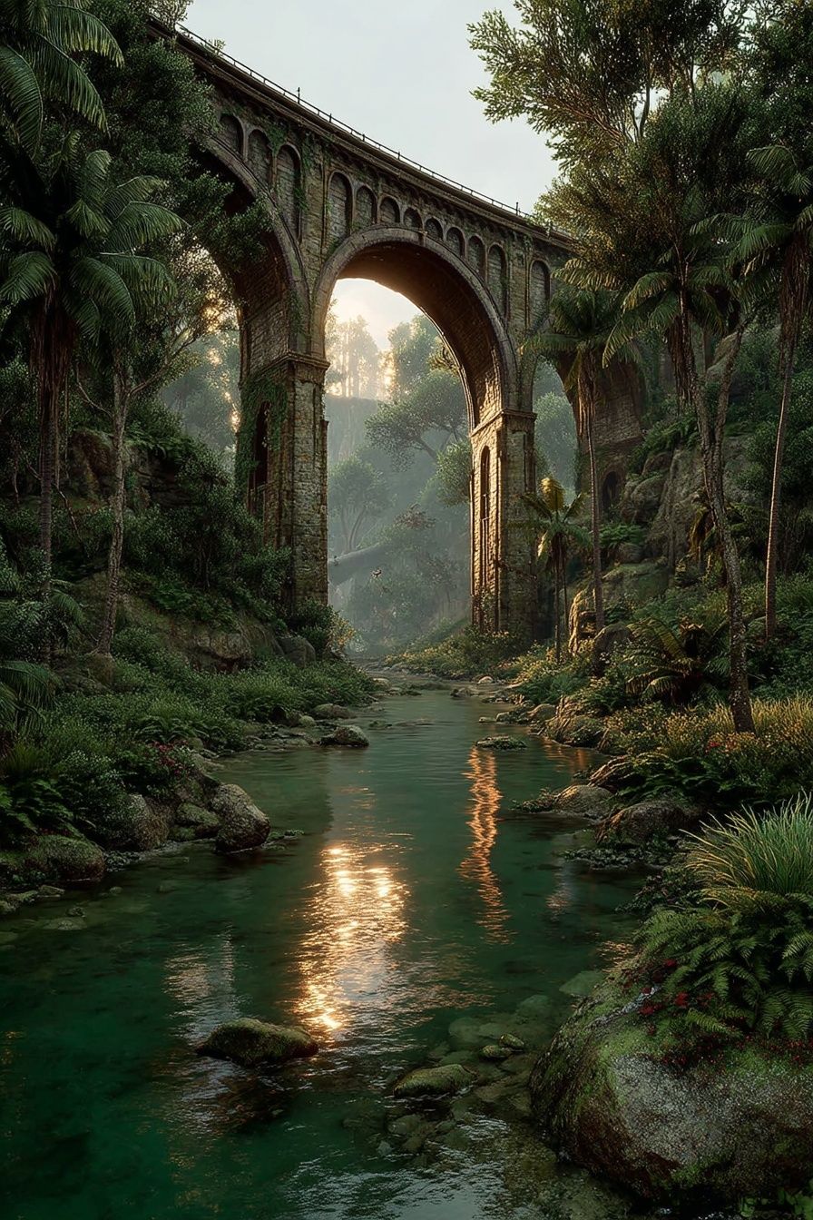 Jungle Viaduct Landscape Poster. poster — nature art