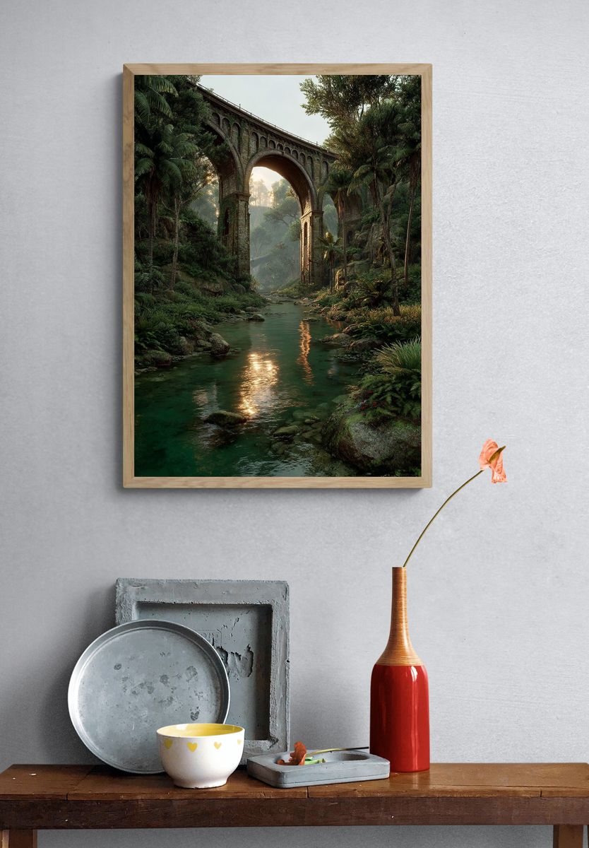 Jungle Viaduct Landscape Poster. — room view 3