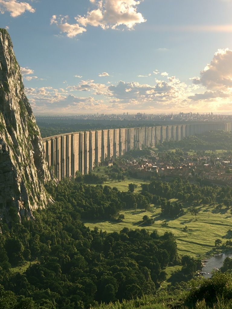 Epic Cliffside Valley Landscape Print. poster detail