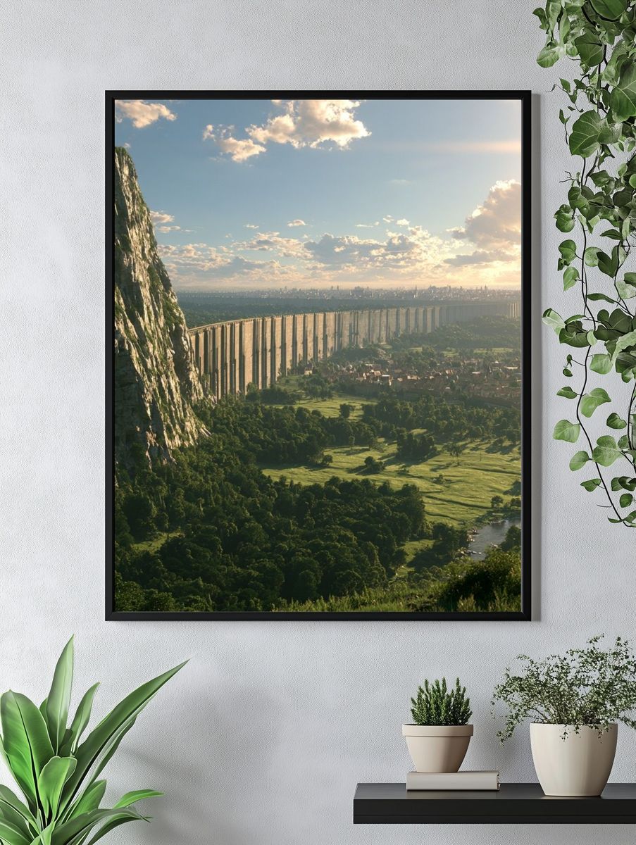 Epic Cliffside Valley Landscape Print. — room view 4