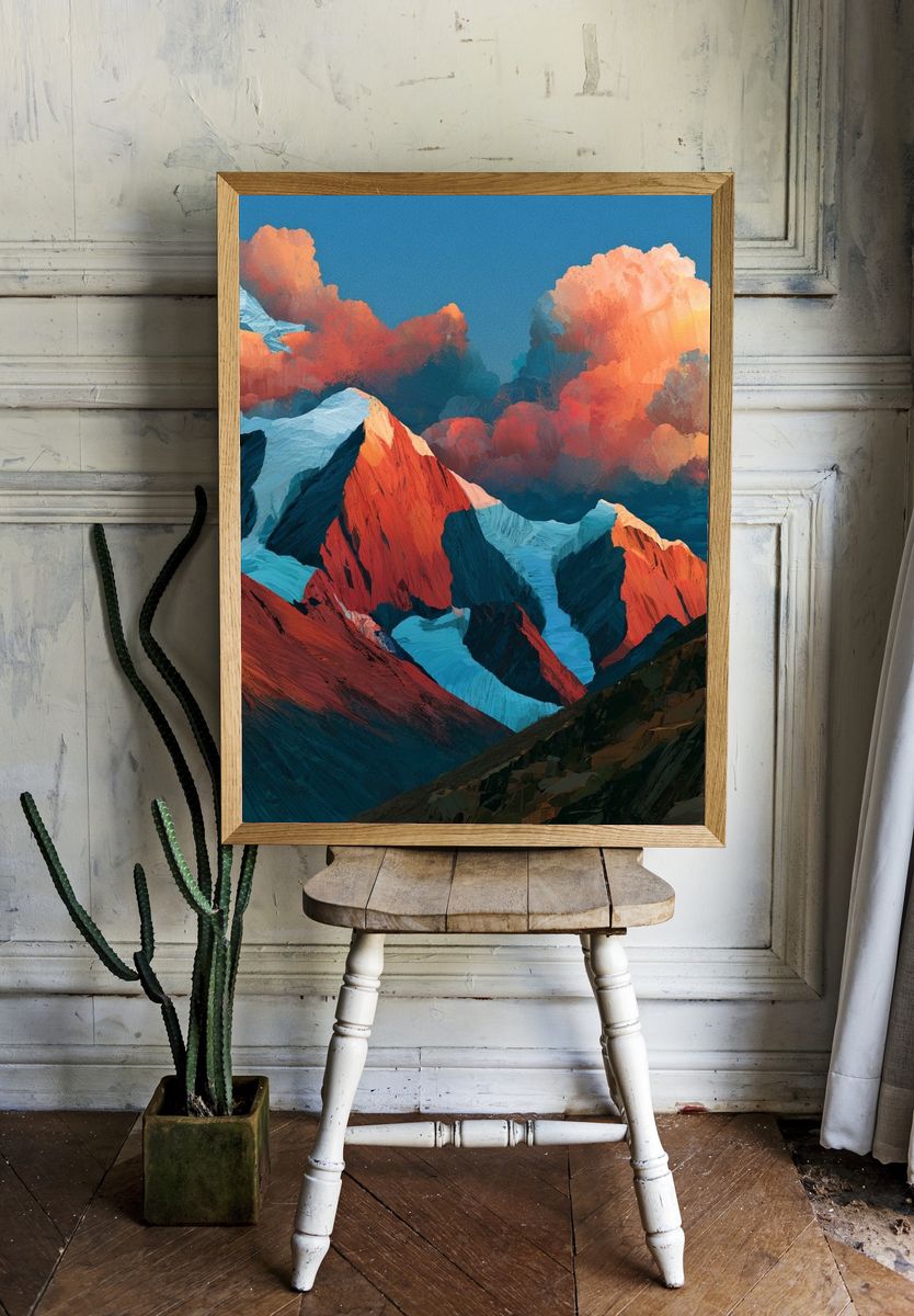 Alpine Peaks Abstract Landscape Poster. room preview