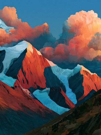 Alpine Peaks Abstract Landscape Poster. poster