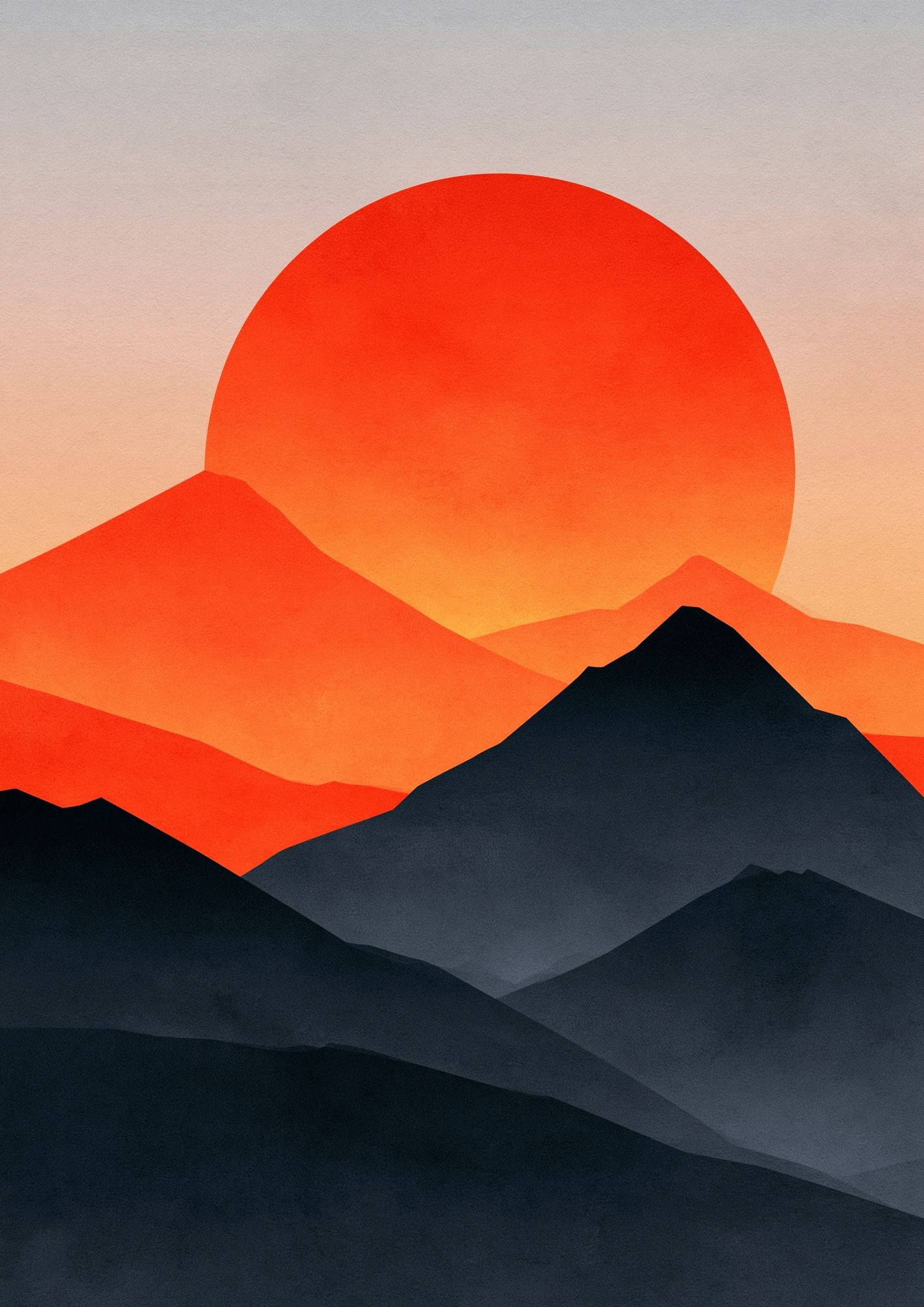 Sunset Mountains Abstract Print. poster — nature art