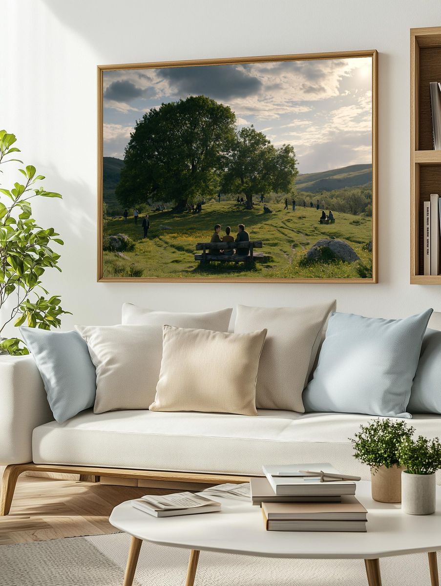 Sunlit Meadow Gathering Poster. — room view 2