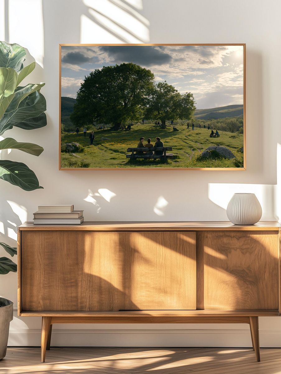 Sunlit Meadow Gathering Poster. — room view 3