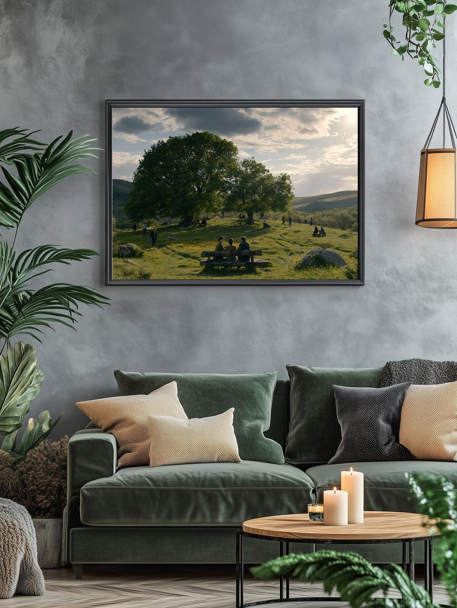 Sunlit Meadow Gathering Poster. — room view 4