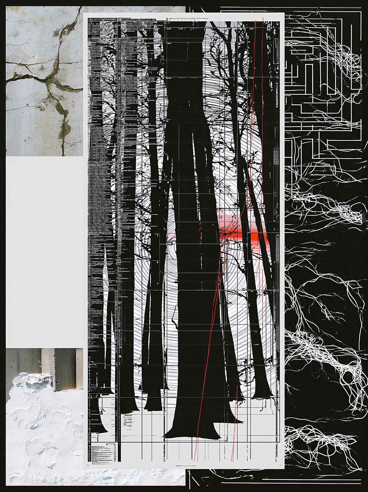 Monochrome Forest Grid Poster. poster — nature art