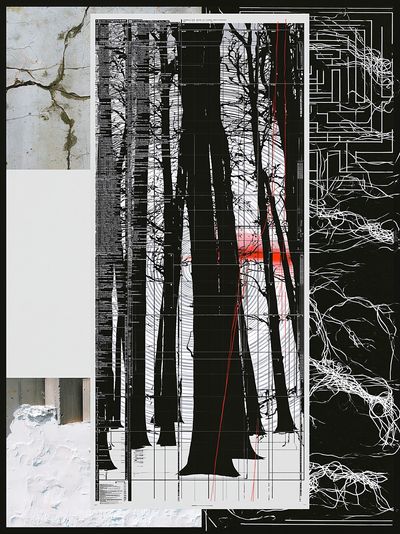 Monochrome Forest Grid Poster.