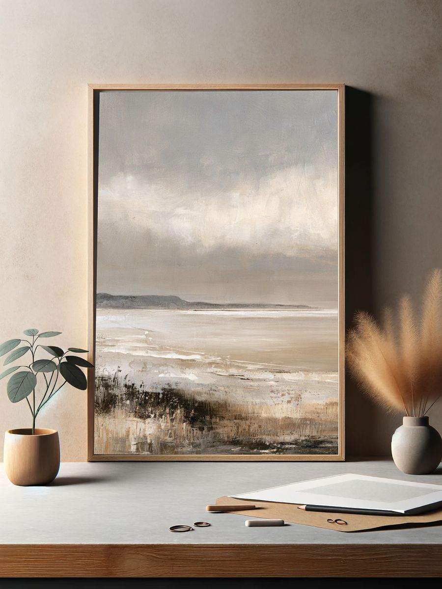 Misty Coastal Horizon Print. — room view 2