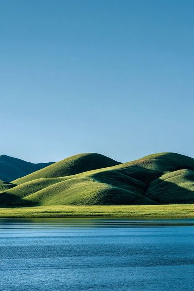 Serene Hills and Water — Nature Print. poster
