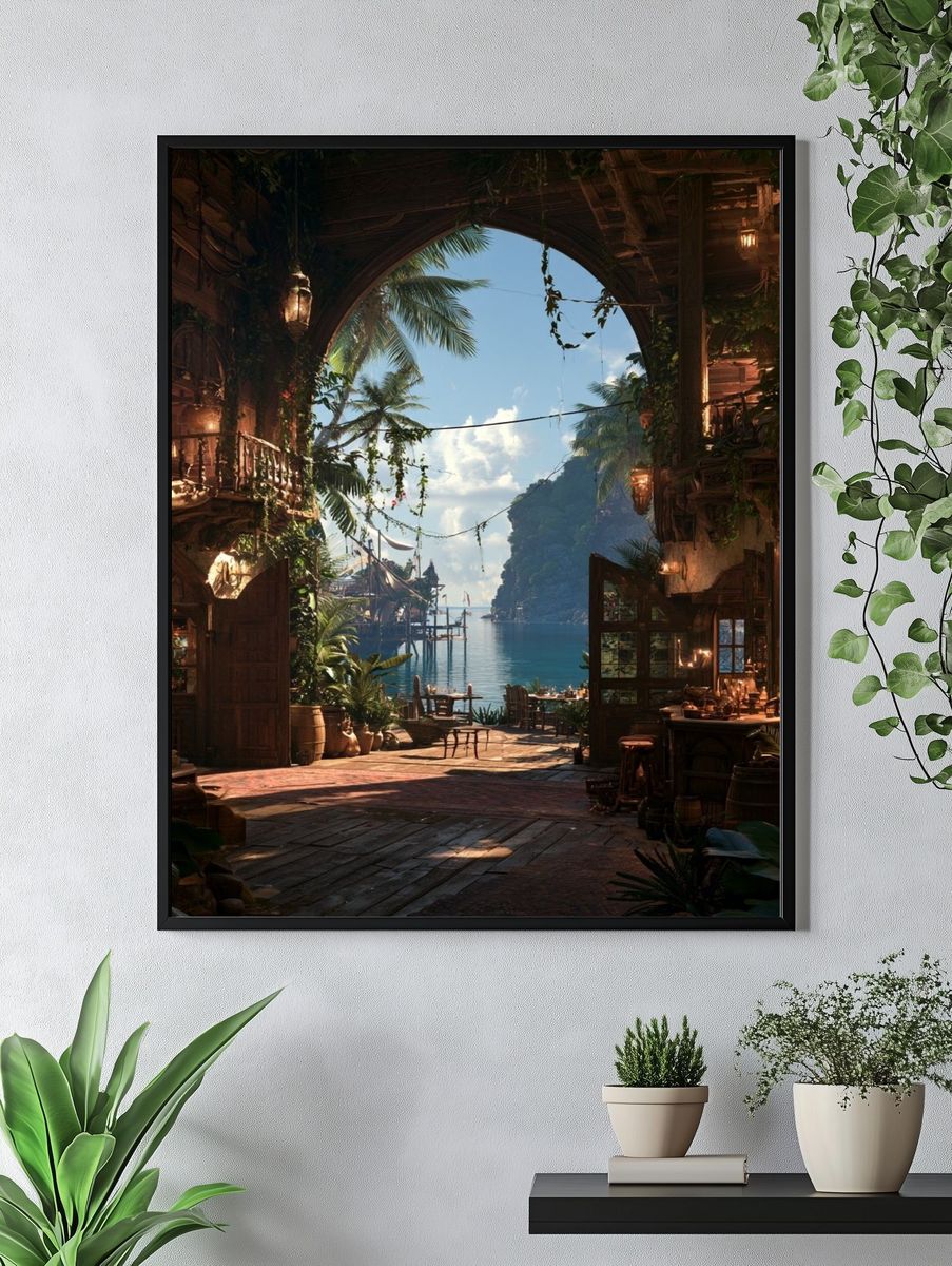Tropical Seaside Archway Print. — room view 4