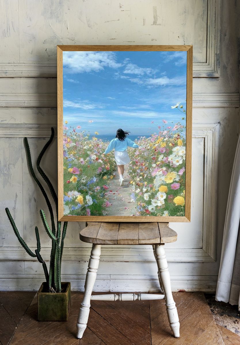 Flower Field by the Sea Poster. room preview