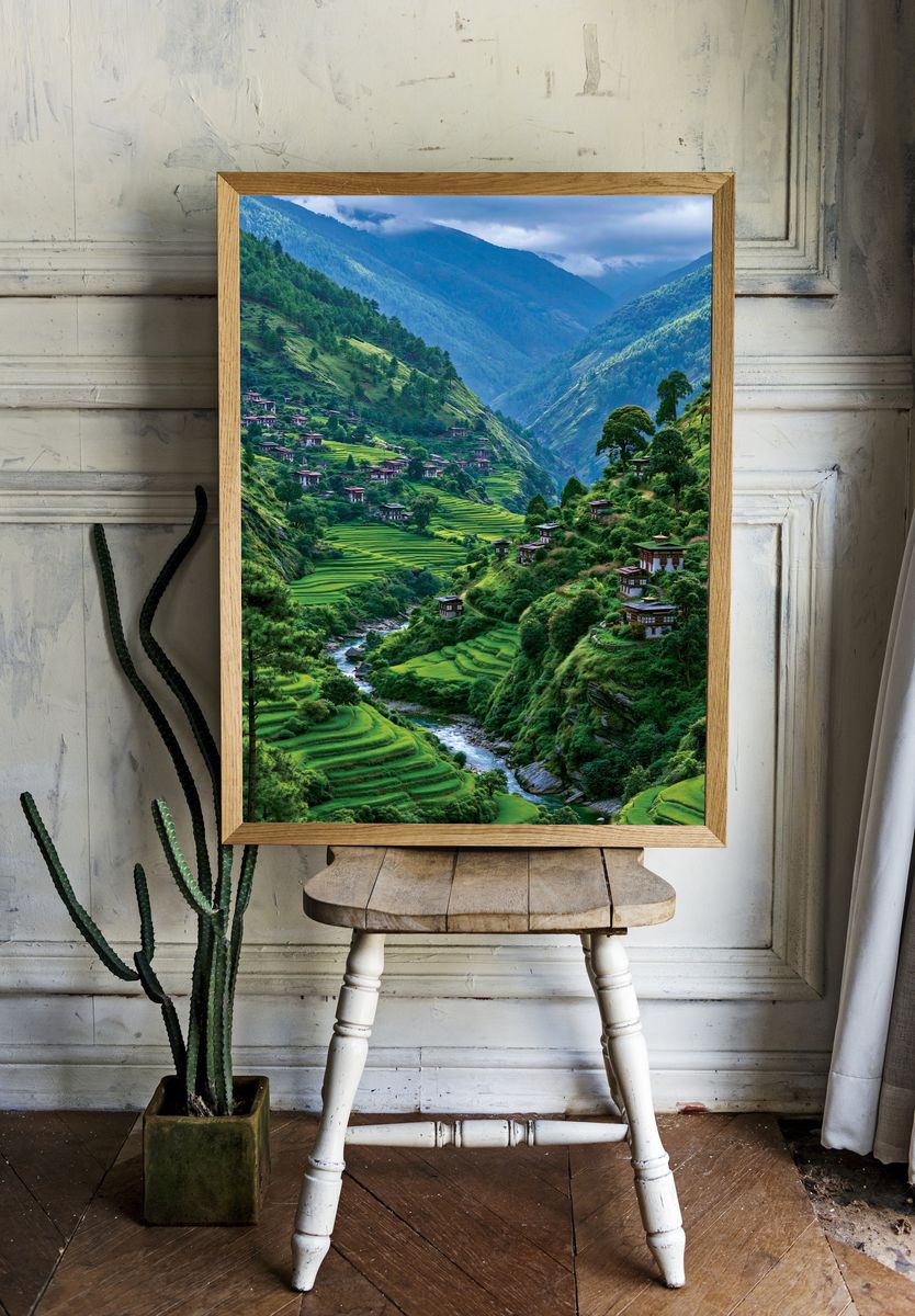 Himalayan Valley Terraces Print. room preview