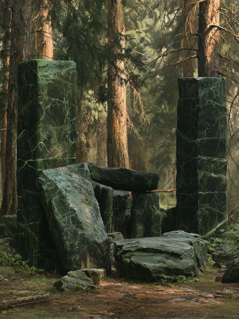 Mystic Forest Stone Circle Print. poster detail