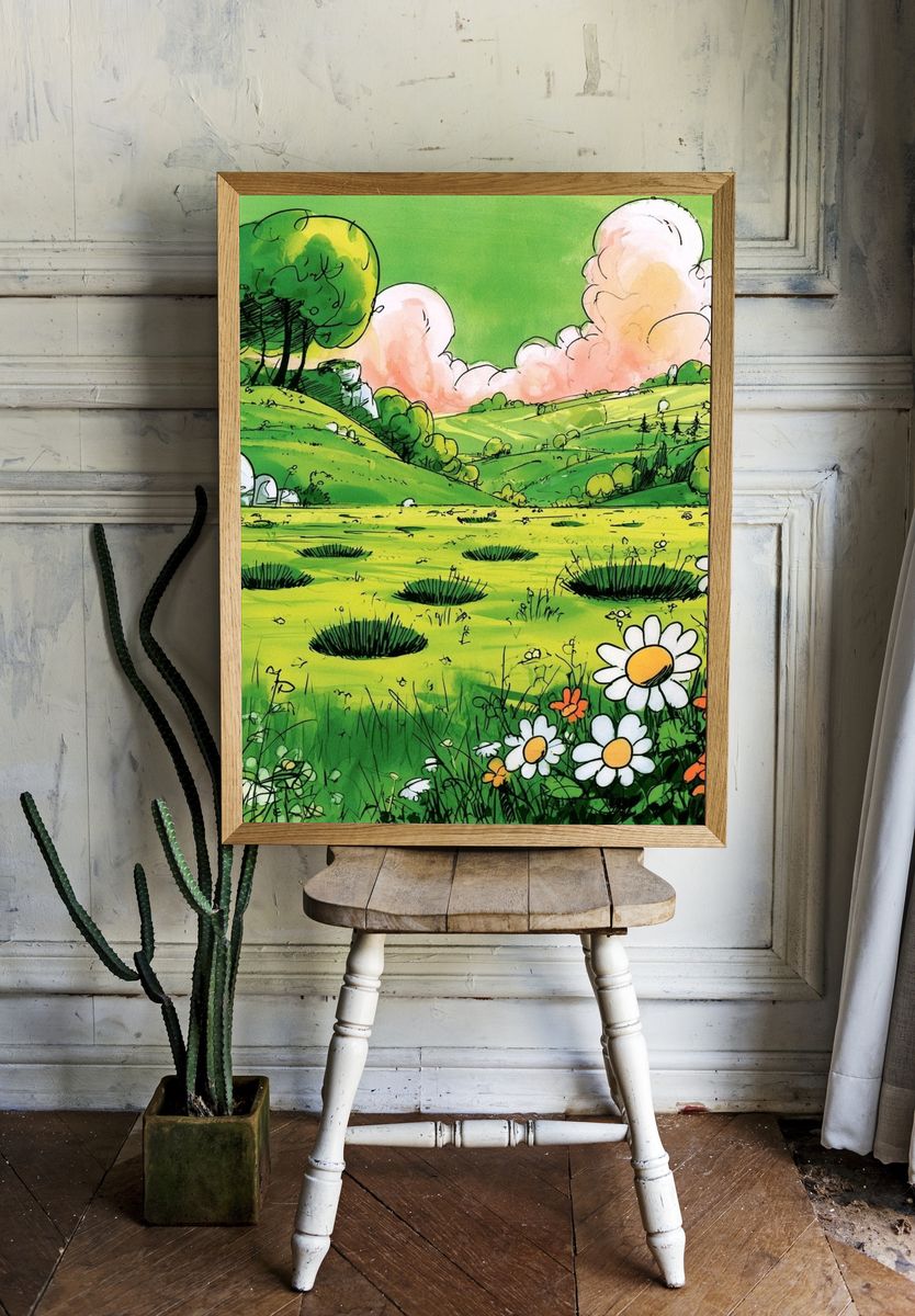 Spring Meadow Landscape Poster. — room view 1