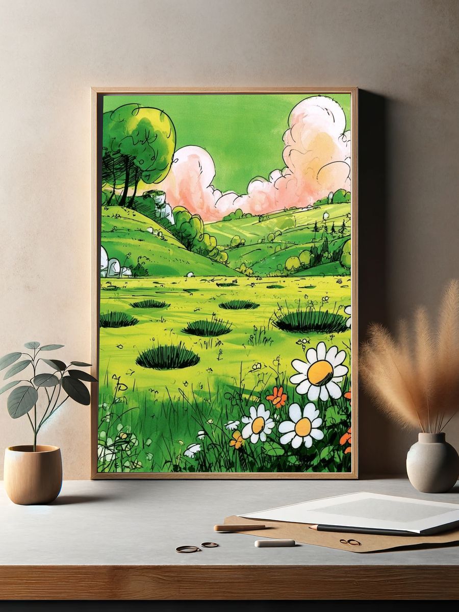 Spring Meadow Landscape Poster. — room view 2