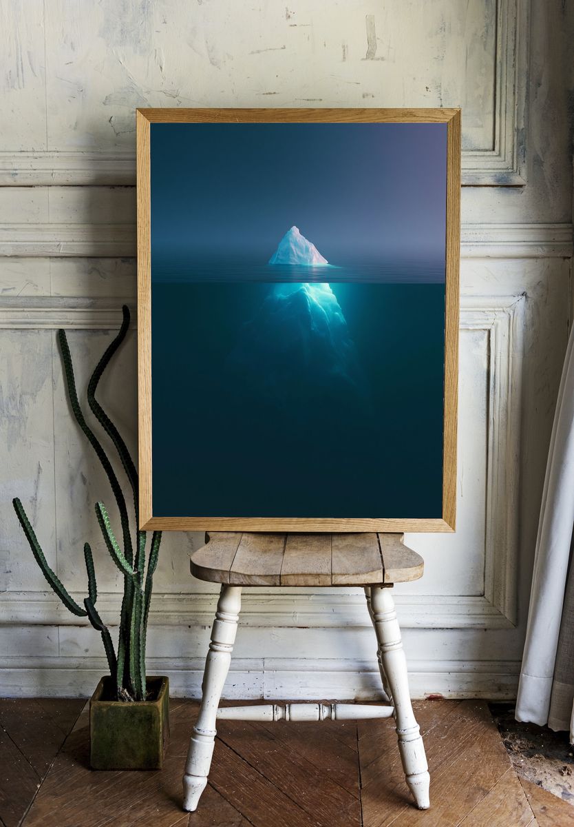 Iceberg Horizon Abstract Print. room preview