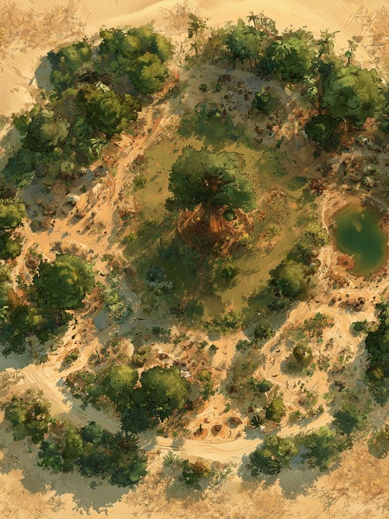 Desert Oasis Landscape Print. poster detail