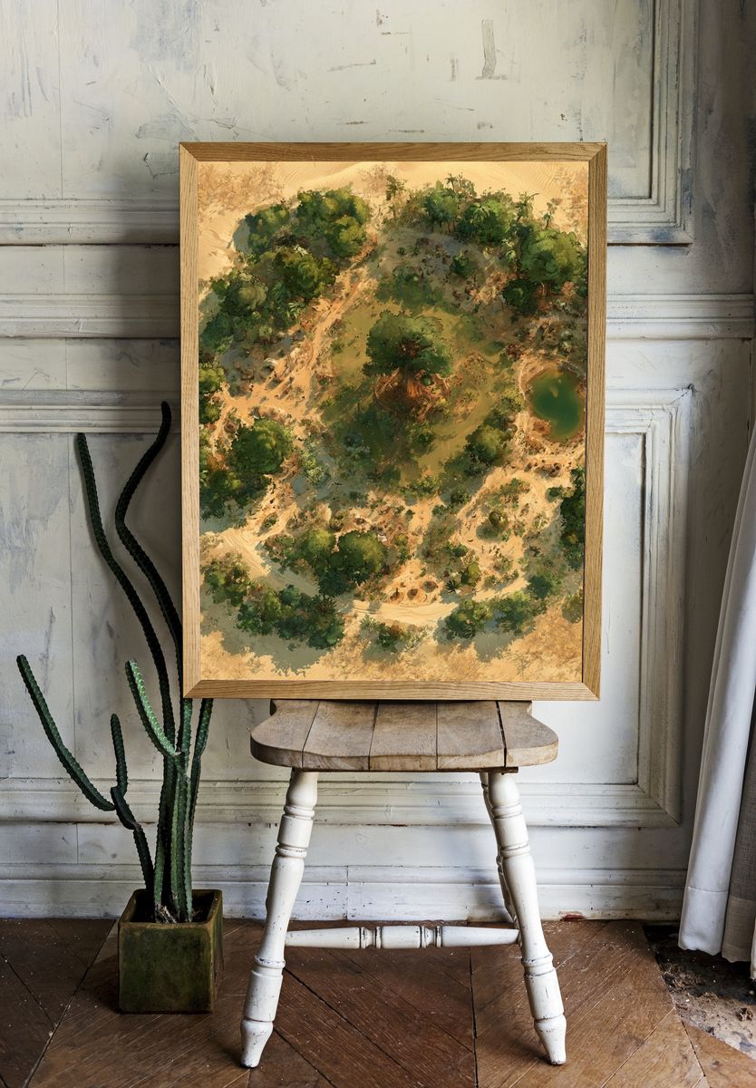 Desert Oasis Landscape Print. — room view 1
