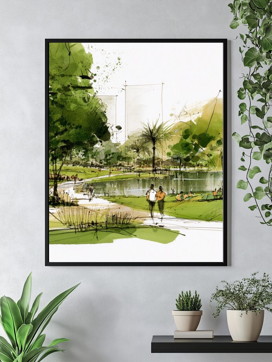 Park Landscape Watercolor Poster. — room view 4