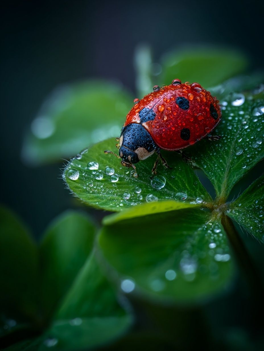 Rain-Dappled Ladybug Nature Poster. poster — nature art