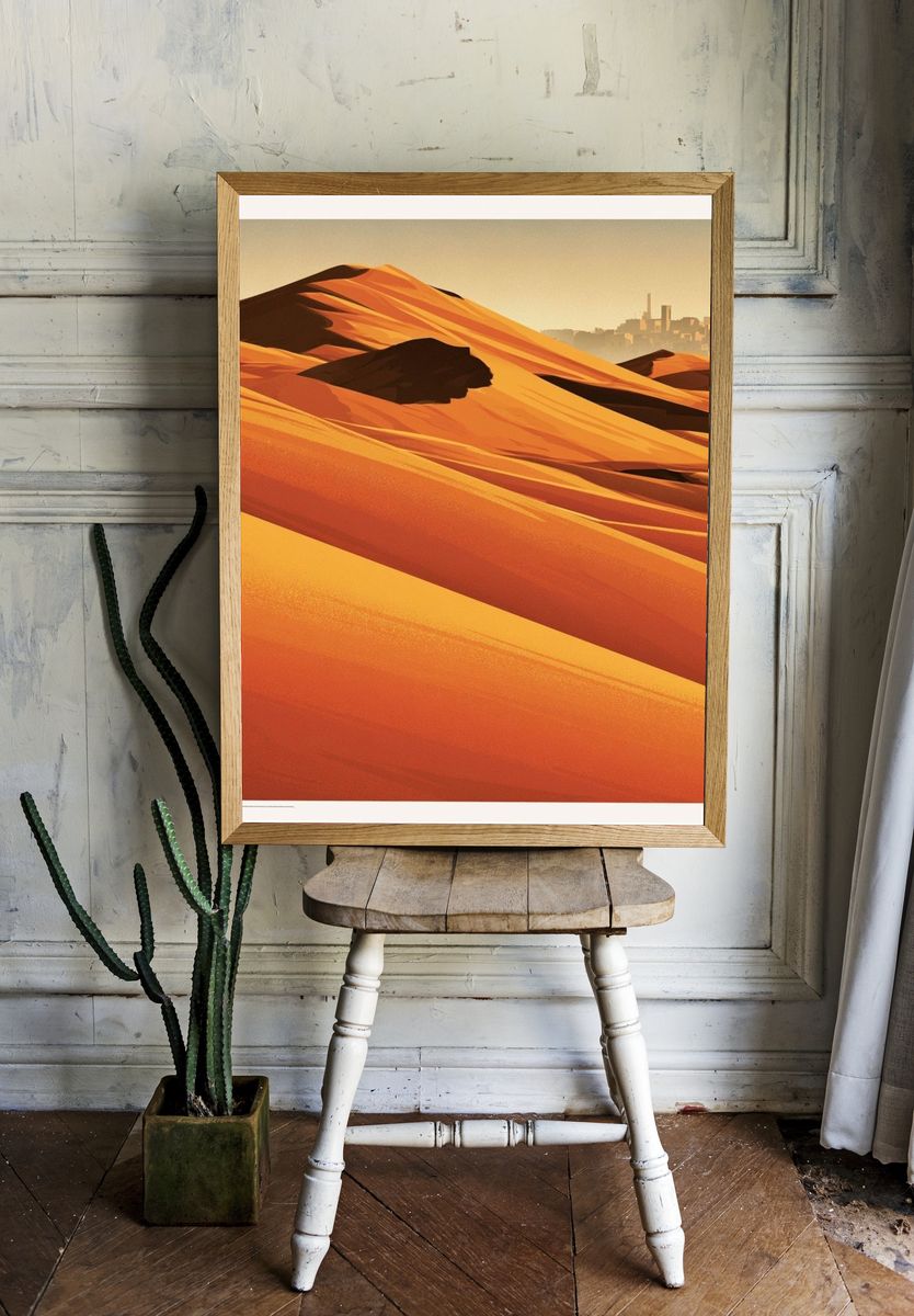 Desert Dunes Sunset Print. — room view 1