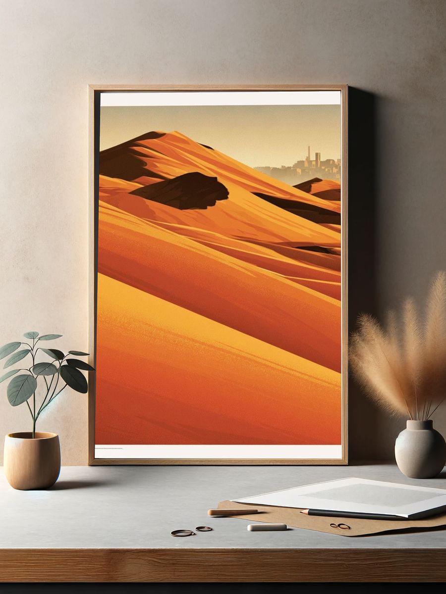 Desert Dunes Sunset Print. — room view 2