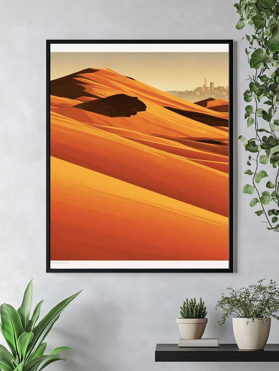 Desert Dunes Sunset Print. — room view 4