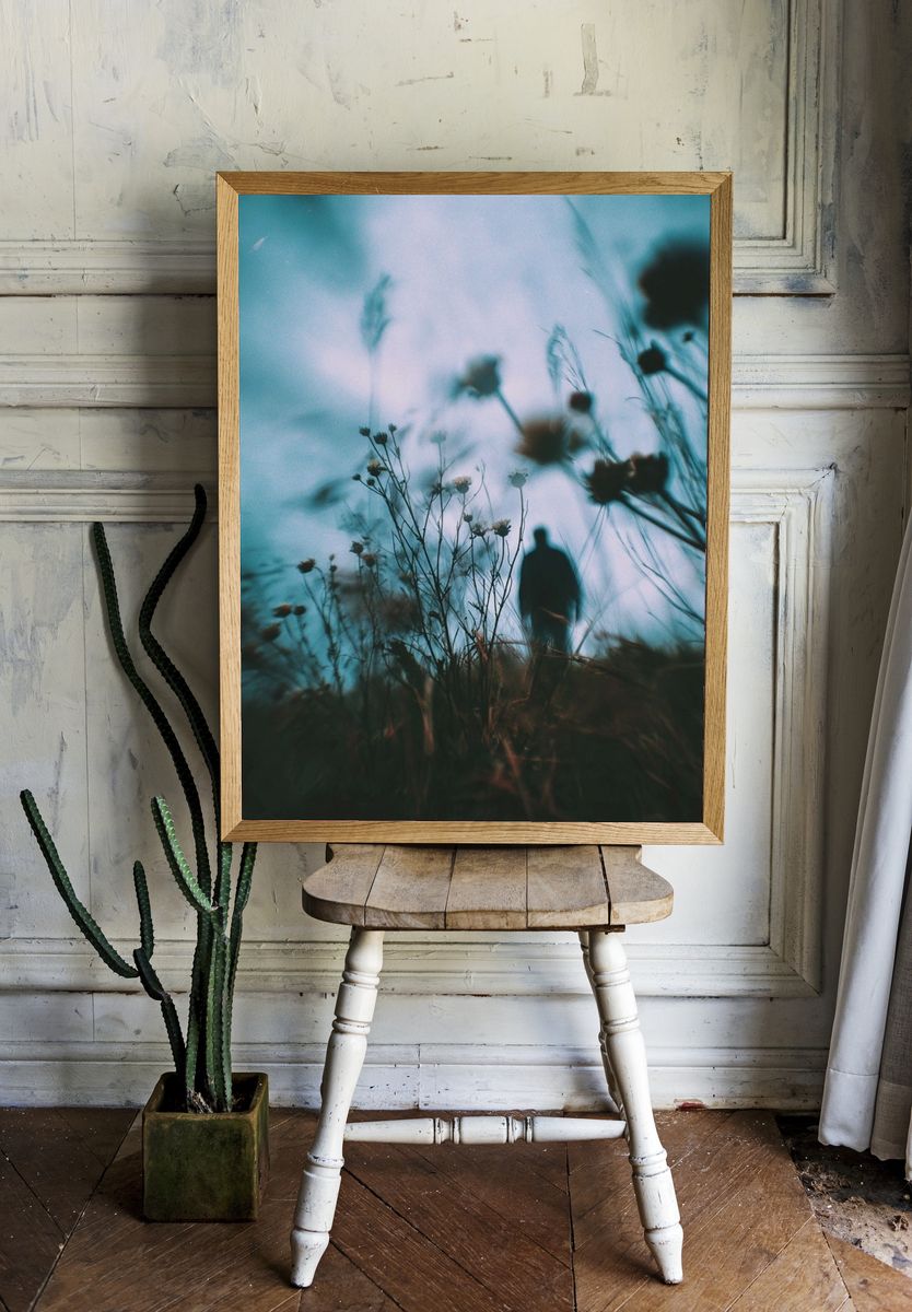 Dreamy Wildflower Silhouette Photography Poster. — room view 1