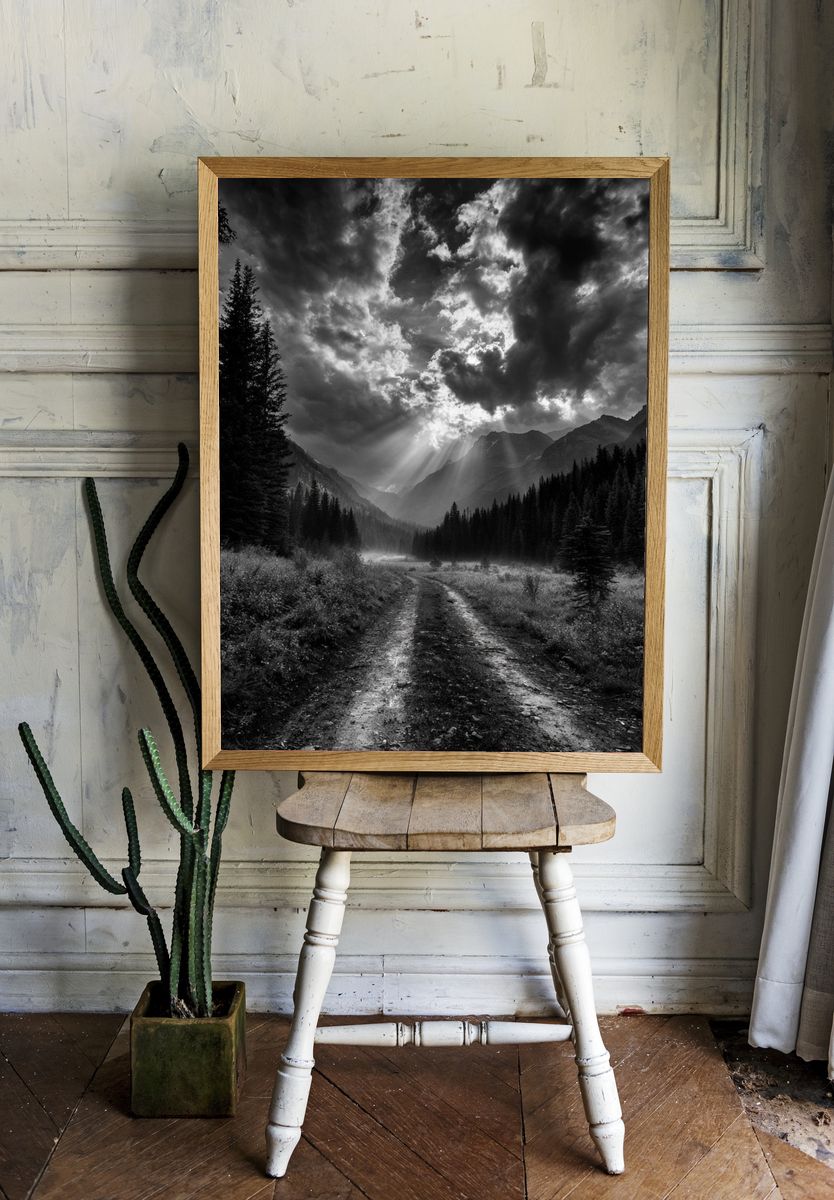 Misty Mountain Valley Photography Poster. — room view 1