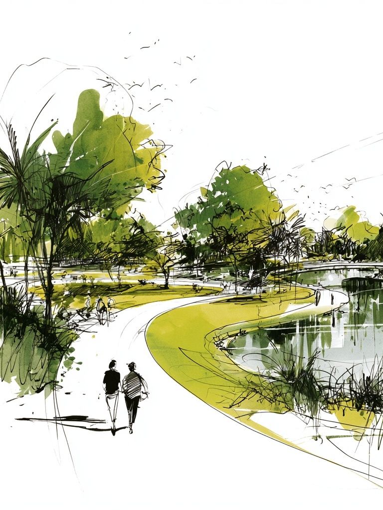Lakeside Park Sketch Poster. poster — nature art