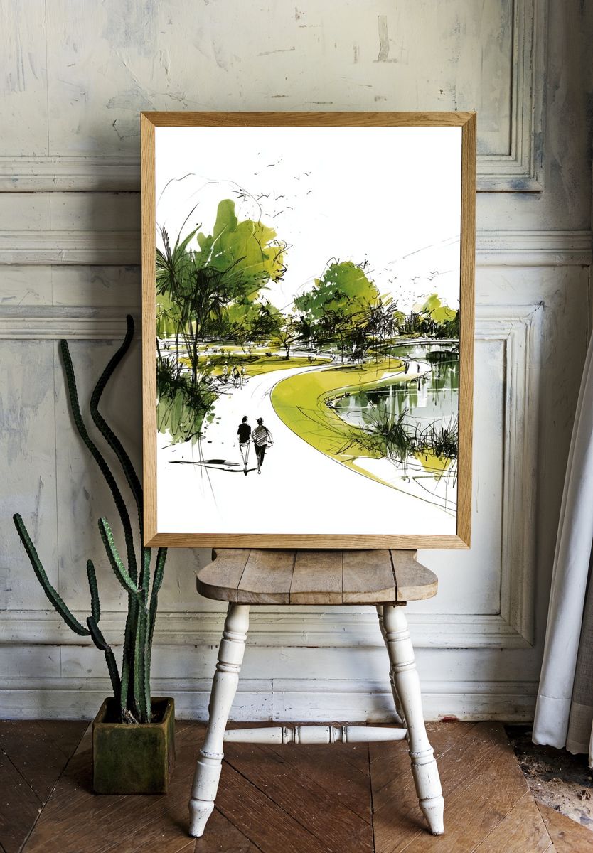 Lakeside Park Sketch Poster. — room view 1