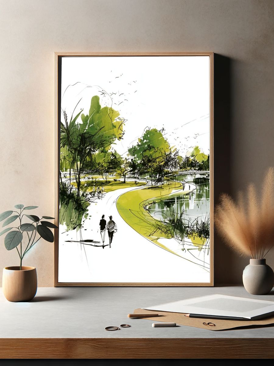 Lakeside Park Sketch Poster. — room view 2