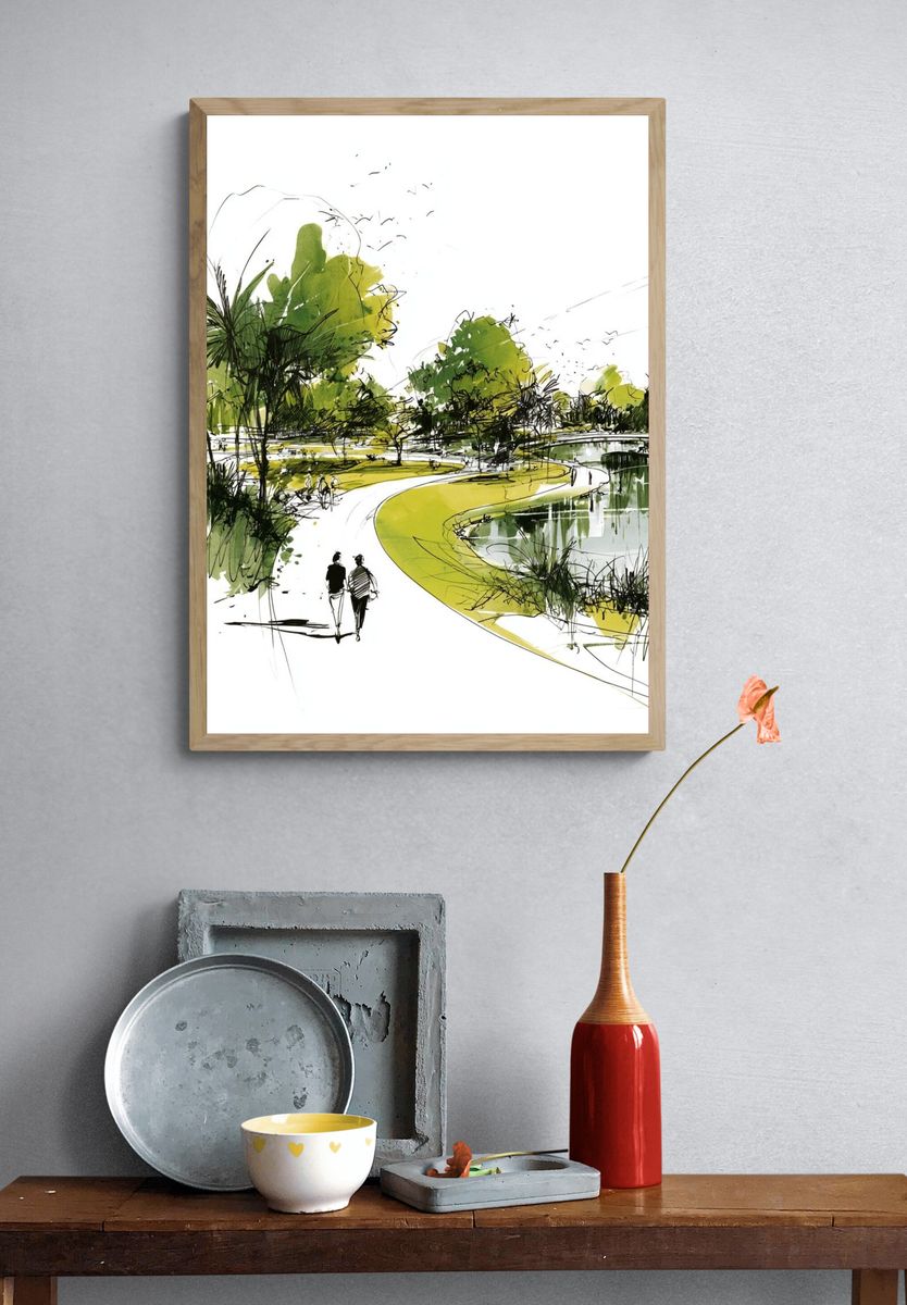 Lakeside Park Sketch Poster. — room view 3