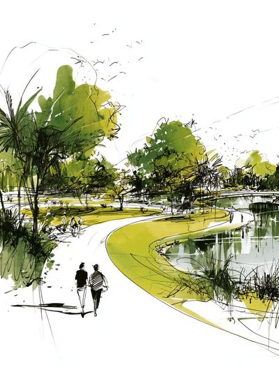 Lakeside Park Sketch Poster.