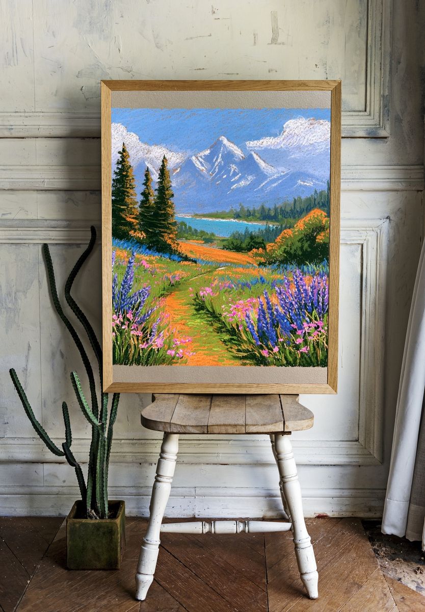 Mountain Wildflower Landscape Poster. — room view 1