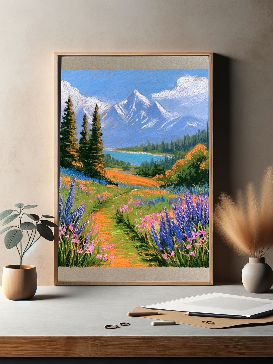Mountain Wildflower Landscape Poster. — room view 2