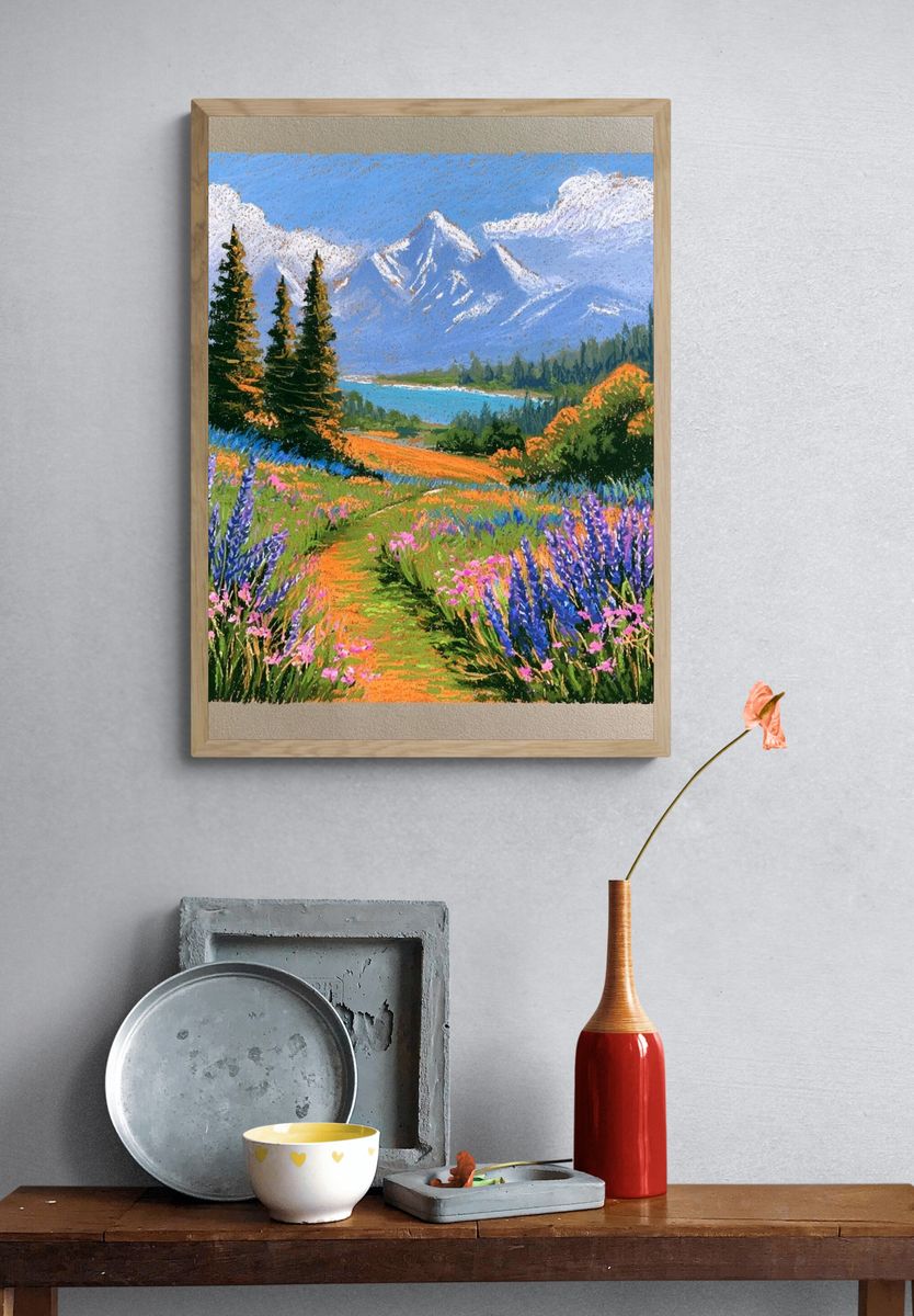 Mountain Wildflower Landscape Poster. — room view 3