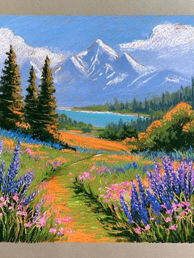 Mountain Wildflower Landscape Poster. poster