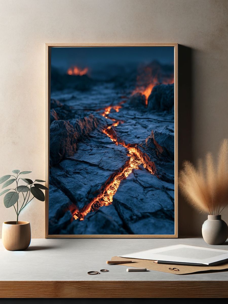 Lava Crack Landscape Print. — room view 2