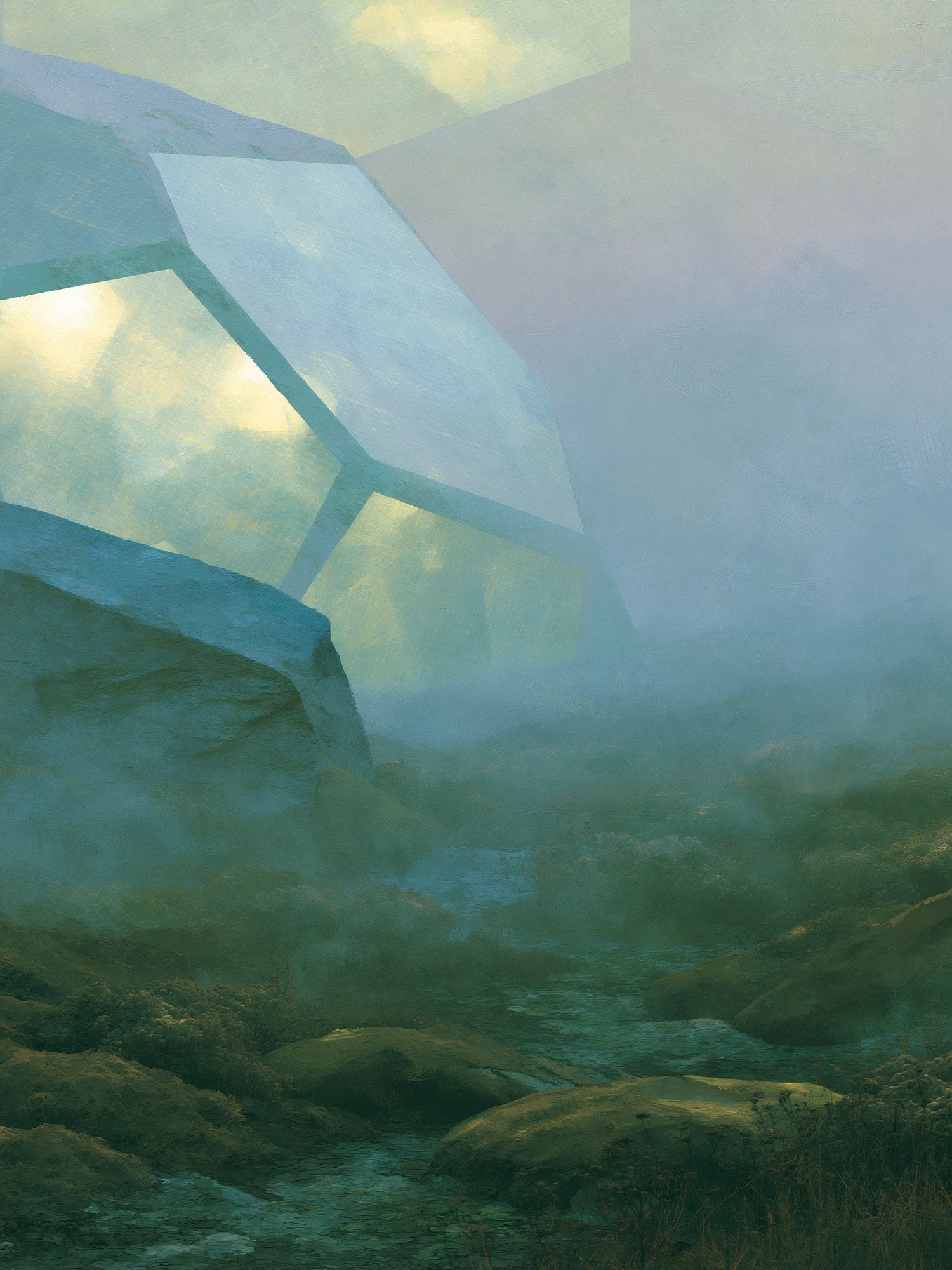 Misty Mountain Lightscape Print. poster detail